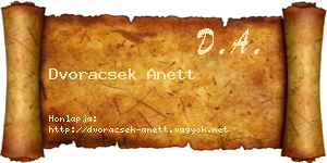 Dvoracsek Anett névjegykártya